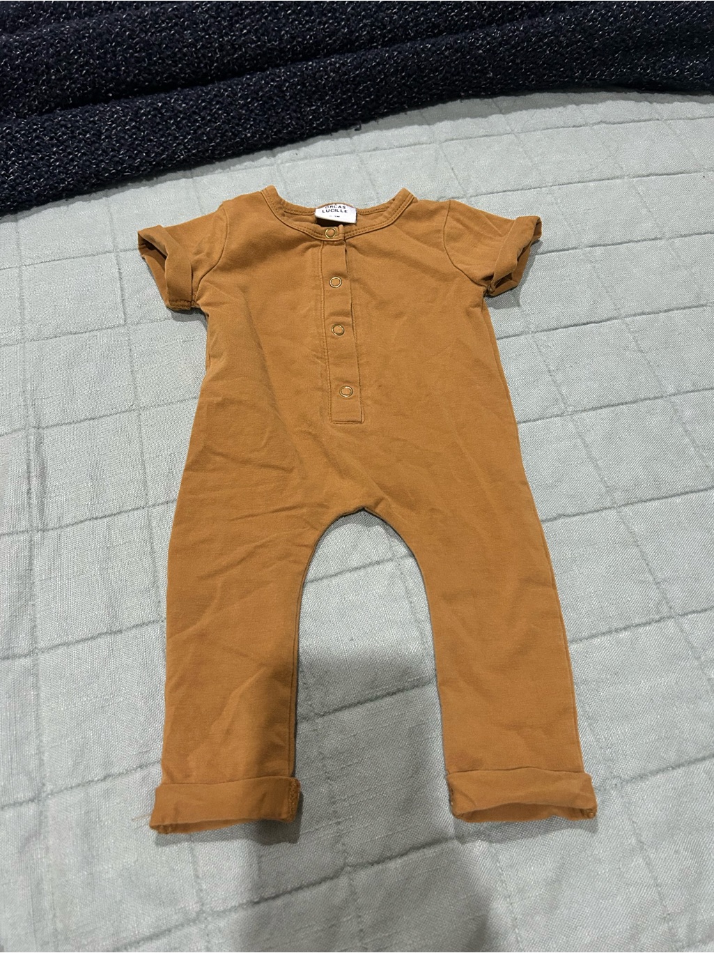 Orcas Lucille Mustard Short-Sleeve Baby Romper